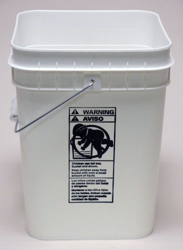 4 gallon square plastic pail with lid   case of 4     sq2140w / sq2140wl for sale