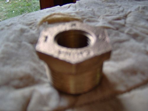Lot of 5 parker 1&#034; male npt to 1/2&#034; female npt brass hex  reducer bushing for sale