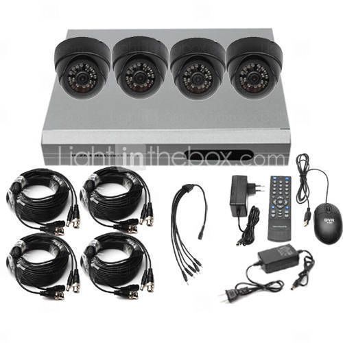 M4M 4CH CCTV DVR Kit Security System Motion Detection Dome Indoor Camera