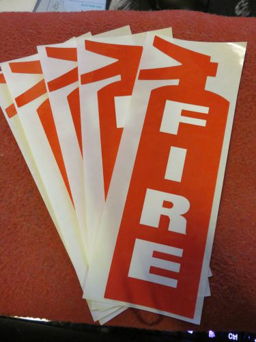 (lot of 5) self-adhesive vinyl ~red &#034;fire&#034; die-cut~ sign&#039;s...3&#034; x 8 1/2&#034; new for sale