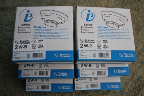 System Sensor 2 W-B 2 Wire Photoelectric Smoke Detector- Lot of 6
