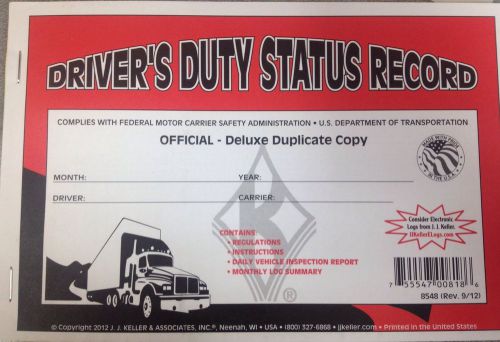 15 - J.J KELLER Driver&#039;s Duty Status Record Book 2-Ply w/carbon copy