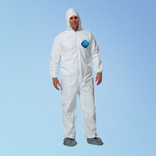 Dupont ty122s disposable tyvek coverall, hood, boots, lakeland 1414 size 3xl for sale