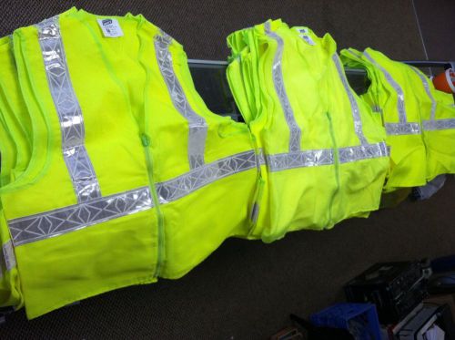 Lot 34 new erb ansi class 2 bright yellow safety vest hi viz wear free shipping for sale