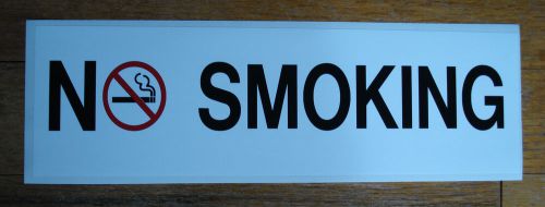 NO SMOKING - White Self-Adhesive Safety Sign - 10 x 3 inches
