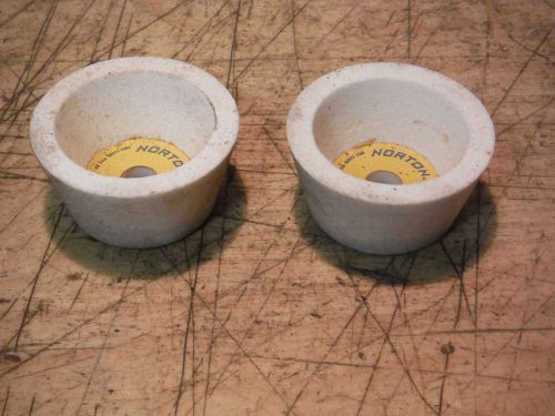 2 NEW OLD STOCK, NORTON FLARE CUP TOOL POST GRINDER GRINDING WHEELS
