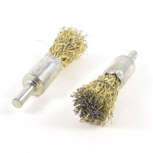 Polishing Tool Gold Tone Steel Wire Silver Tone Shank Grinding Brushes 2 Pcs