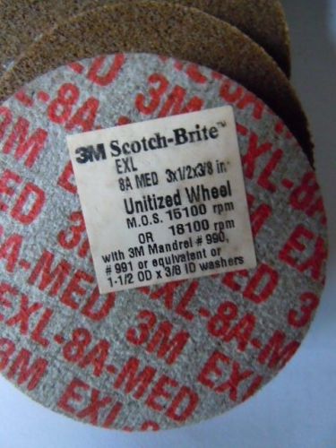 3M Scotch-Brite -EXL Unitized Wheel 8A MED 3 X 1/2 X 3/8 MOS 18100 RPM (10pcs)