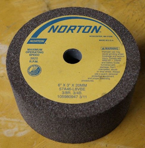 Norton 57A46-L8VBE 105980947 6&#034; x 3&#034; x 20mm Grinding Wheel Cup