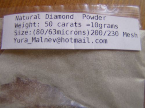 Diamond Powder narutal 200/230Mesh (200grit)weight-50 carats=10 gram