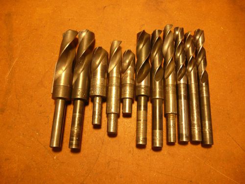 Lot of 11 S&amp;D drills USA reduced shank drill bits silver and demming lot 2