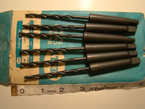 Set of 6 Besly Chicago Latrobe 11/64 NOS Taper Shank High Speed Drill Bits