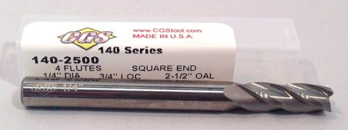 1/4&#034; 4 FLUTE NEW &#034;CGS&#034; 140-2500 CARBIDE END MILL UNCOATED