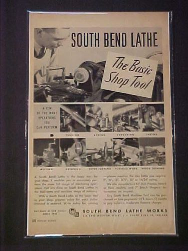 Rare~south bend machinist tool machine lathe art print ad~ original antique 1949 for sale