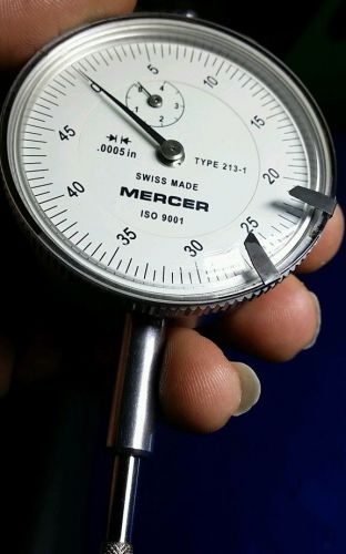 Mercer type 213-1 dial gauge indicator hexagon tesa .0005 .4&#034; range