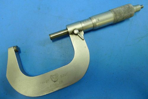 FOWLER 1-2 inch OUTSIDE MICROMETER .001&#034; CARBIDE FACES machinist tools F*