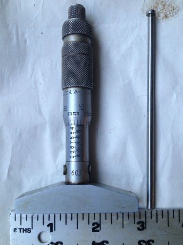 Machinist lathe tool brown &amp; sharpe #603 depth gage micrometer for sale