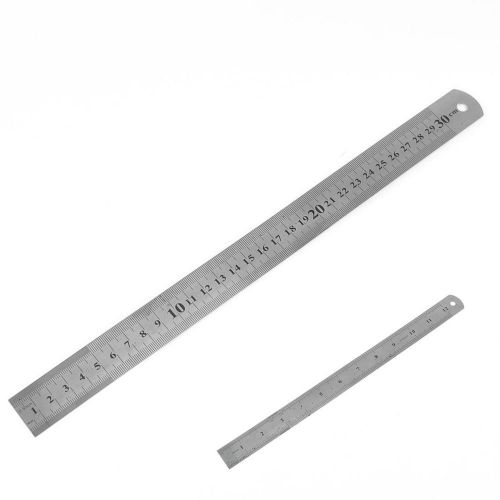 Silver tone stainless steel workshop factory dual scale ruler for sale