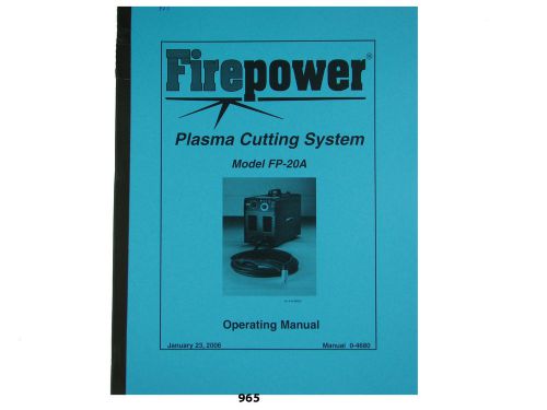 Thermal dynamics firepower fp-20a plasma cutter operating manual *965 for sale