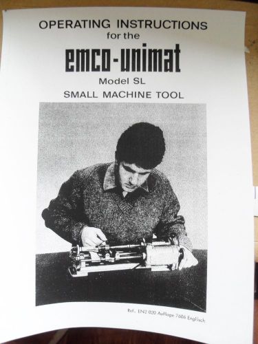 EMCO Unimat SL Operating Instructions &amp; Parts Manual sent in PDF format to Email