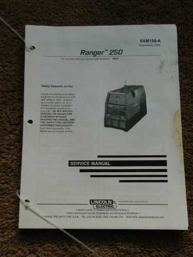 Lincoln ranger 300d 300dlx welder generator service repair manual 10399-10850 for sale