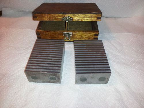Pair of sine blocks with wooden case magnetic transfer blocks for sale