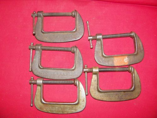 LOT OF 5 ----3&#034; UNBREAKABLE  MALLEABLE IRON  METAL C CLAMPS  MADE IN USA TOOLS