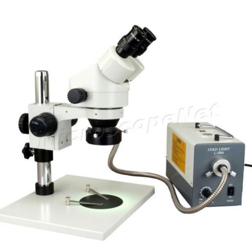 OMAX 7X-45X Zoom Binocular Stereo Microscope+Shadowless 150W Cold Ring Light