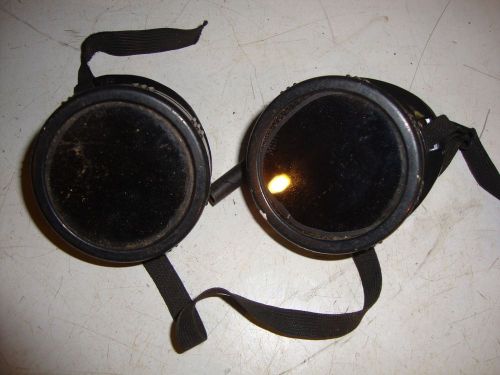 Vtg plastic welding / motorcycle goggles  glass lenses  black for sale
