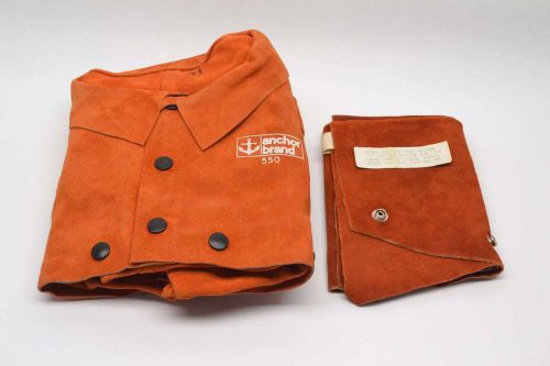 New anchor brand 550 medium leather bib overall w/ 14 in welding sleeve b475019 for sale