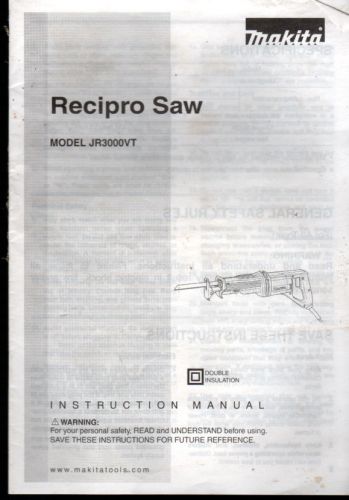 Makita Recipro Saw Model JR3000VT Manual