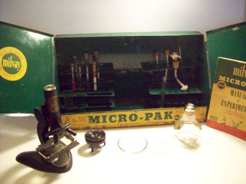 Rare 1947  milvay no. 510 micro-pak microscope made by chicago apparatus company for sale