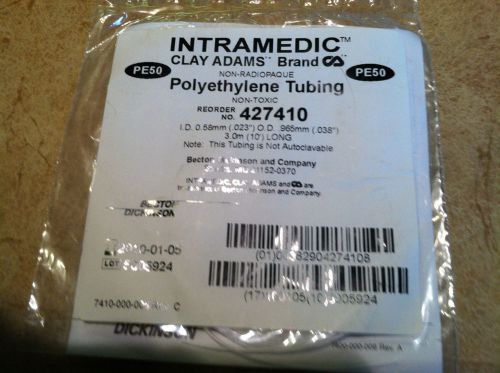 Bd intramedic polyethylene tubing, clay adams 427410 10&#034; coil length for sale