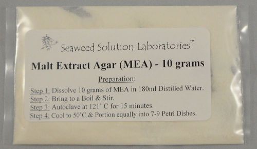 Malt Extract Agar (MEA) 10 grams - Great For Growing Mushrooms! - FREE SHIPPING