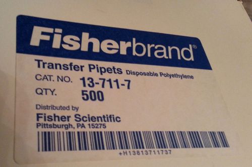 Fisherbrand 13-711-7 Transfer Pipets 3.2ml Draw Box of 500 Fisher Scientific