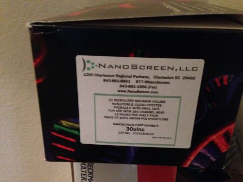 New Pack Nanoscreen Pipette Tips  30UL 384 Channel Head 10 Racks P/N 30ulnc