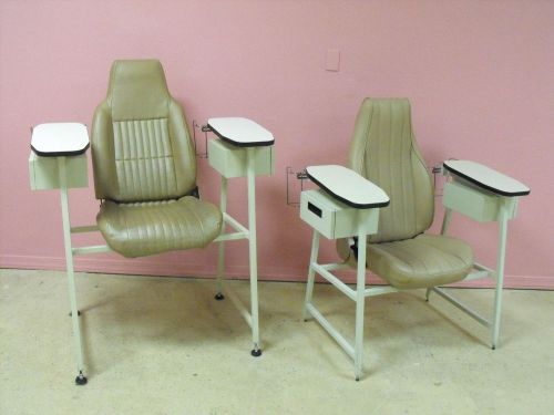 2 Phlebotomy Blood Draw Dialysis Chairs Custom Designer Art Deco Reclining Set