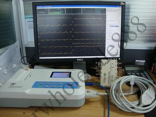 Portable Digital 3-channel Electrocardiograph ECG,EKG Machine Software 903Bs