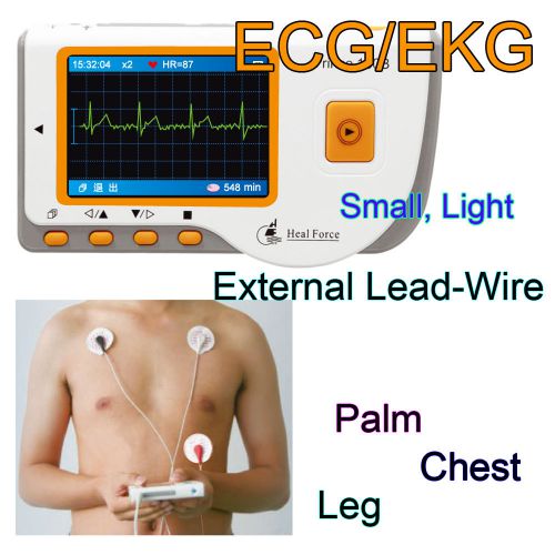 HealForce ECG EKG Monitor Portable Electrocardiogram Palm Chest Leg ECG Cable