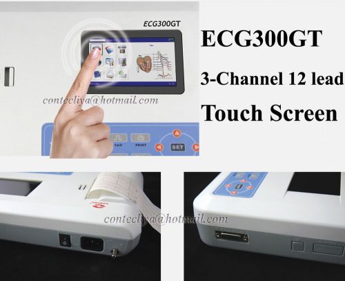 Touch screen 3 channel 12 leads ecg machine,4.3&#039;&#039; tft color lcd+printer&amp;software for sale