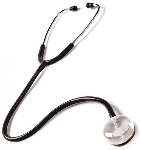 Stethoscope Black Single Tube Round Resin Clear Sound Prestige Medical 107 New