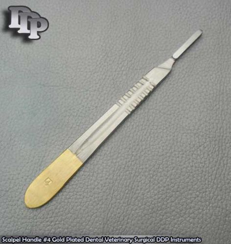 Scalpel Handle #4 Gold Plated Dental Veterinary Surgical DDP Instruments