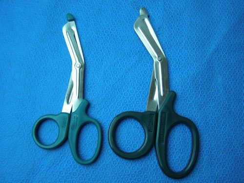 2-Utility Scissors 5.5&#034; + 7.5&#034; Dark Green EMT Medical Paramedic Nurse Scissors