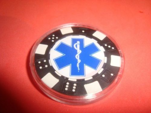 EMS LOGO Image Poker Chip Golf Ball Marker Card Guard in Protective Case * Black
