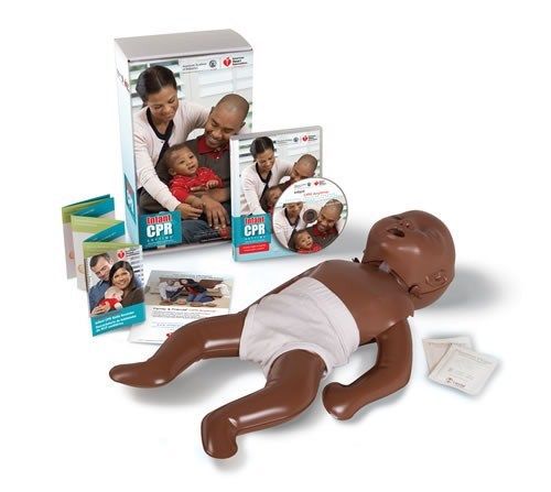New infant cpr anytime brown dark skin (english/spanish bilingual dvd kit set for sale