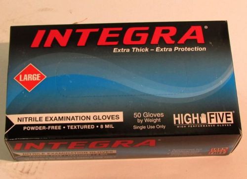 Lot of (10) high five integra n863 nitrile exam gloves large x-thick 50 pk for sale