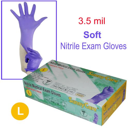 100pcs 3.5mil Soft Nitrile Powder-free Medical Exam Gloves (Latex Vinyl Free)  L