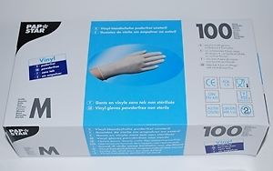 Einweghandschuhe Handschuhe  M PAPSTAR Vinyl puderfrei unsteril 100 Stuck