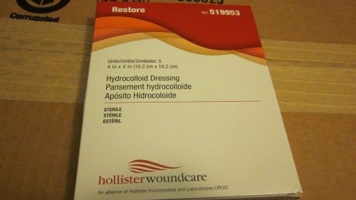 Hollister restore hydrocolloid dressing # 519953 box of five 5 08/2017 for sale
