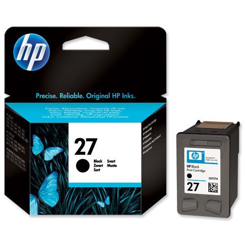 Hp no. 27 inkjet cartridge page life 280pp 10ml black ref c8727ae printer eb5 for sale